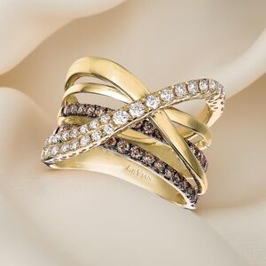 LeVian 14K Yellow Gold G-H SI1 Chocolate Diamond 1.33 cts Ring Size 7